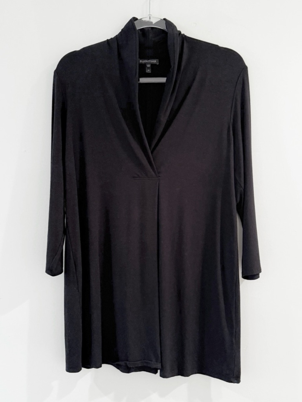 Eileen Fisher Long-Sleeve V-Neck Viscose Jersey Tunic Top